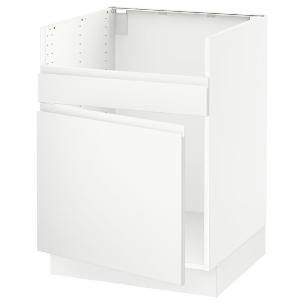 SEKTION Base cab f HAVSEN single bowl sink, white/Voxtorp matt white, 24x24x30 "