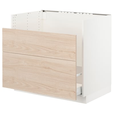 SEKTION Base cab f/HAVSEN sink+recycling, white Maximera/Askersund light ash effect, 36x24x30 "