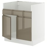 SEKTION Base cab f TALLSJÖN sink, white/Voxtorp high-gloss dark grey-brown, 30x24x30 "