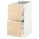 SEKTION Base cab with 2 fronts/3 drawers, white Maximera/Askersund light ash effect, 15x24x30 "