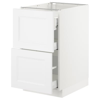 SEKTION Base cab with 2 fronts/3 drawers, white Maximera/Axstad matt white, 18x24x30 "