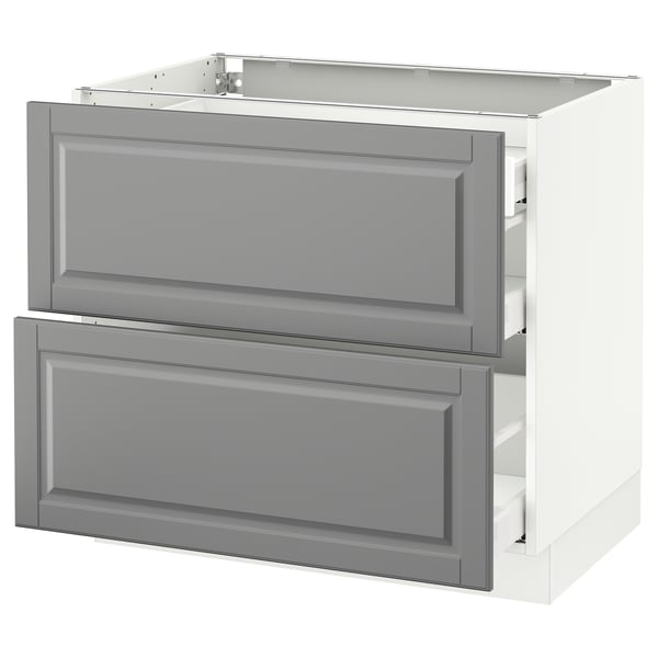 SEKTION Base cab with 2 fronts/3 drawers, white Maximera/Bodbyn gray, 36x24x30 "