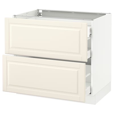 SEKTION Base cab with 2 fronts/3 drawers, white Maximera/Bodbyn off-white, 36x24x30 "