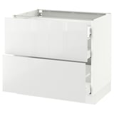 SEKTION Base cab with 2 fronts/3 drawers, white Maximera/Ringhult white, 36x24x30 "