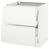 SEKTION Base cab with 2 fronts/3 drawers, white Maximera/Voxtorp matt white, 30x24x30 "