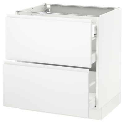 SEKTION Base cab with 2 fronts/3 drawers, white Maximera/Voxtorp matt white, 30x24x30 "