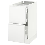 SEKTION Base cab with 2 fronts/3 drawers, white Maximera/Voxtorp matt white, 15x24x30 "