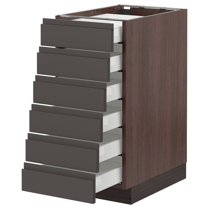 SEKTION Base fronts/6 low drawers, brown Maximera/Voxtorp