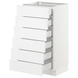 SEKTION Base cabinet/6 fronts/6 low drawers, white Maximera/Axstad matt white, 18x15x30 "