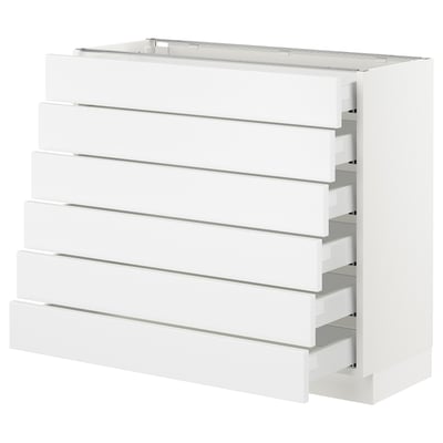 SEKTION Base cabinet/6 fronts/6 low drawers, white Maximera/Axstad matt white, 36x15x30 "