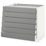 SEKTION Base cabinet/6 fronts/6 low drawers, white Maximera/Bodbyn gray, 36x24x30 "