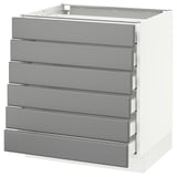 SEKTION Base cabinet/6 fronts/6 low drawers, white Maximera/Bodbyn gray, 30x24x30 "