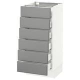 SEKTION Base cabinet/6 fronts/6 low drawers, white Maximera/Bodbyn gray, 15x15x30 "