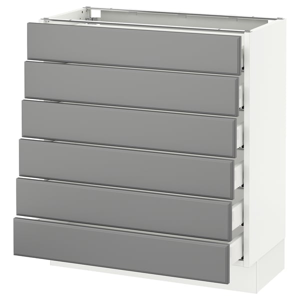 SEKTION Base cabinet/6 fronts/6 low drawers, white Maximera/Bodbyn gray, 30x15x30 "