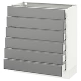 SEKTION Base cabinet/6 fronts/6 low drawers, white Maximera/Bodbyn gray, 30x15x30 "
