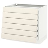 SEKTION Base cabinet/6 fronts/6 low drawers, white Maximera/Bodbyn off-white, 36x24x30 "