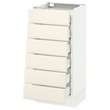 SEKTION Base cabinet/6 fronts/6 low drawers, white Maximera/Bodbyn off-white, 15x15x30 "
