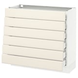 SEKTION Base cabinet/6 fronts/6 low drawers, white Maximera/Bodbyn off-white, 36x15x30 "
