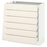 SEKTION Base cabinet/6 fronts/6 low drawers, white Maximera/Bodbyn off-white, 30x15x30 "