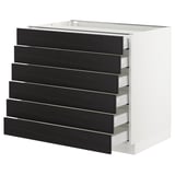 SEKTION Base cabinet/6 fronts/6 low drawers, white Maximera/Lerhyttan black stained, 36x24x30 "