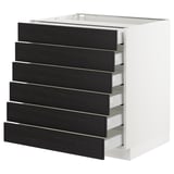 SEKTION Base cabinet/6 fronts/6 low drawers, white Maximera/Lerhyttan black stained, 30x24x30 "