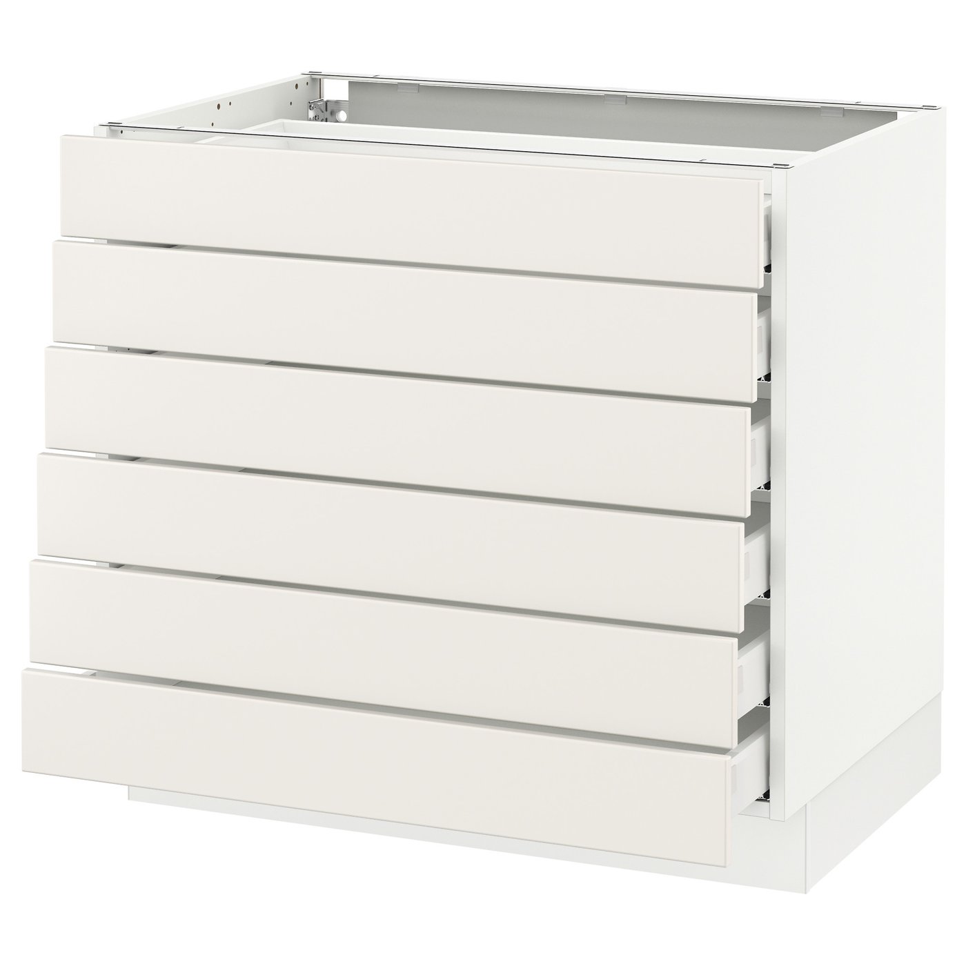 SEKTION, Base cabinet/6 fronts/6 low drawers, white Maximera/Veddinge white