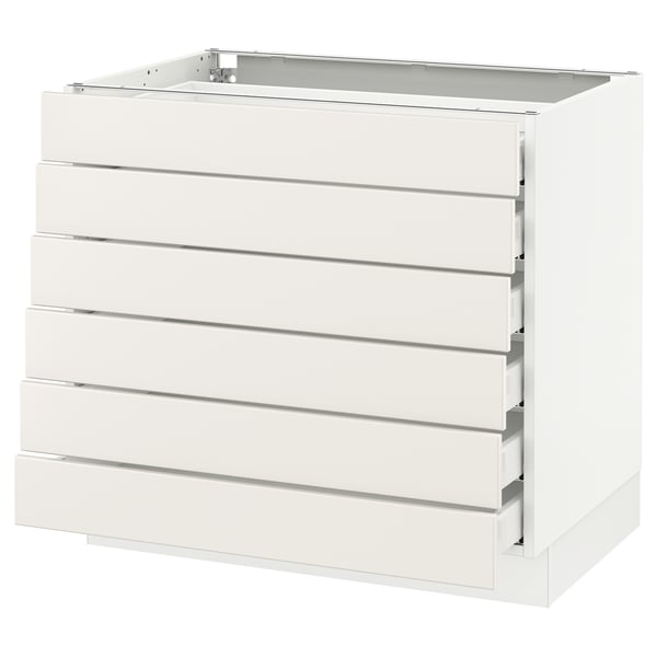 SEKTION Base cabinet/6 fronts/6 low drawers, white Maximera/Veddinge white, 36x24x30 "