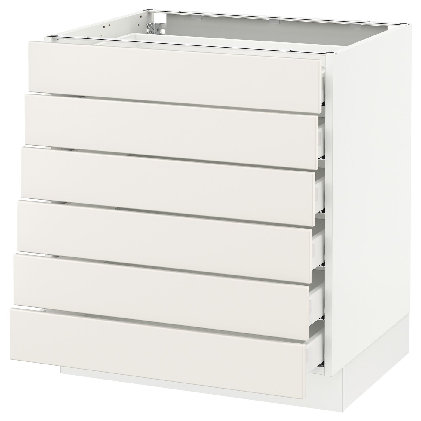 SEKTION, Base cabinet/6 fronts/6 low drawers, white Maximera/Veddinge white