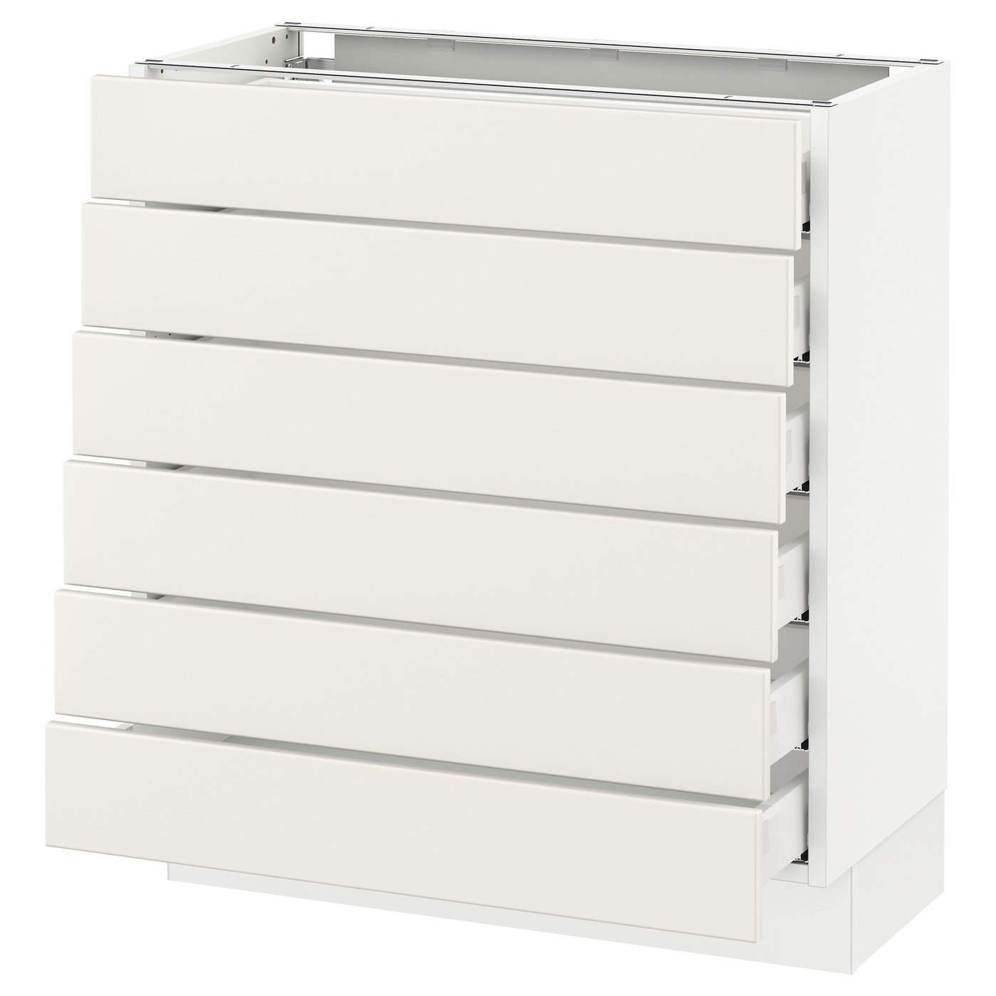 SEKTION, Base cabinet/6 fronts/6 low drawers, white Maximera/Veddinge white