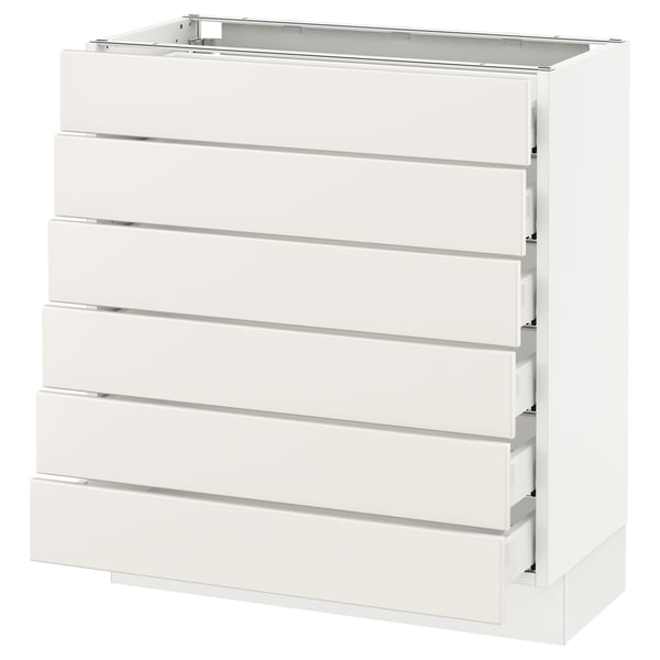SEKTION Base cabinet/6 fronts/6 low drawers, white Maximera/Veddinge white, 30x15x30 "