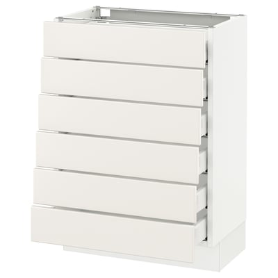 SEKTION Base cabinet/6 fronts/6 low drawers, white Maximera/Veddinge white, 24x15x30 "