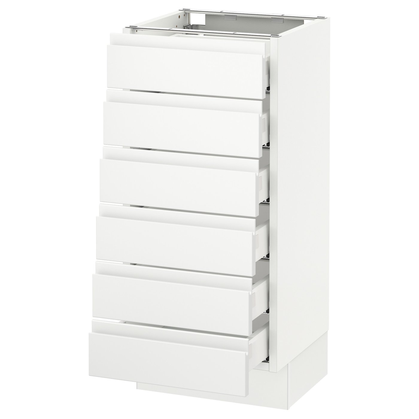 SEKTION, Base cabinet/6 fronts/6 low drawers, white Maximera/Voxtorp matt white
