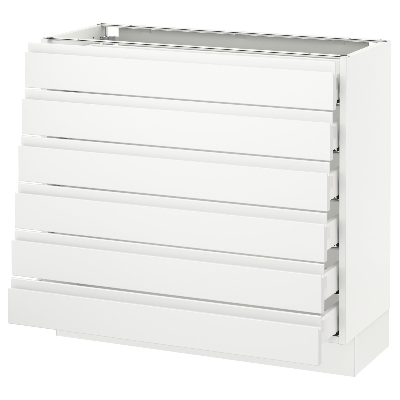 SEKTION, Base cabinet/6 fronts/6 low drawers, white Maximera/Voxtorp matt white