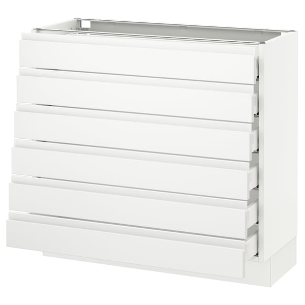 SEKTION Base cabinet/6 fronts/6 low drawers, white Maximera/Voxtorp matt white, 36x15x30 "