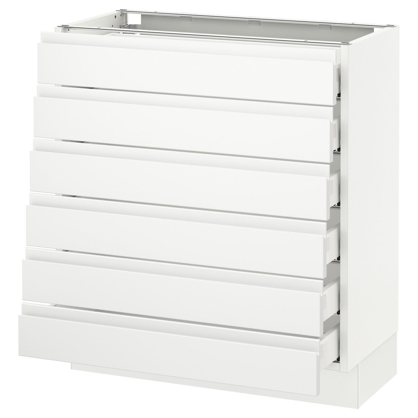 SEKTION, Base cabinet/6 fronts/6 low drawers, white Maximera/Voxtorp matt white