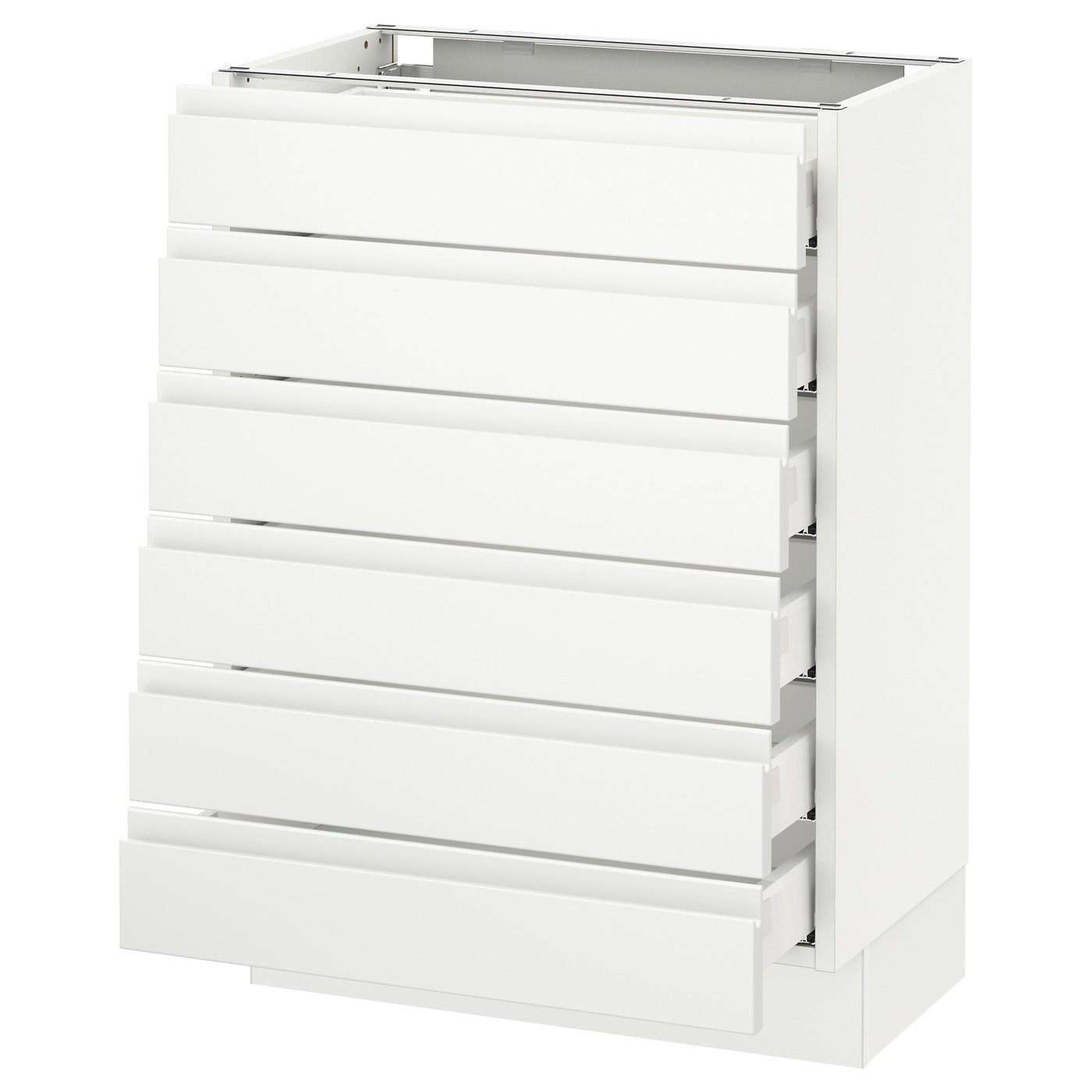 SEKTION, Base cabinet/6 fronts/6 low drawers, white Maximera/Voxtorp matt white