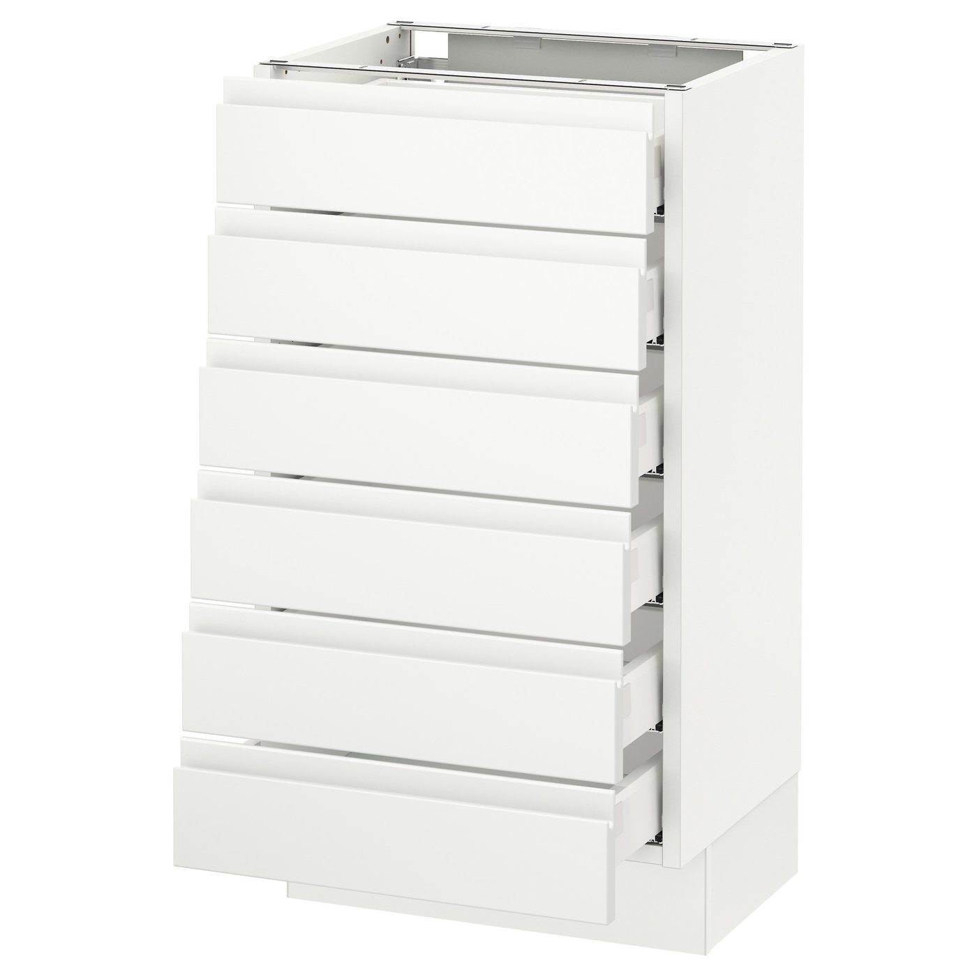SEKTION, Base cabinet/6 fronts/6 low drawers, white Maximera/Voxtorp matt white