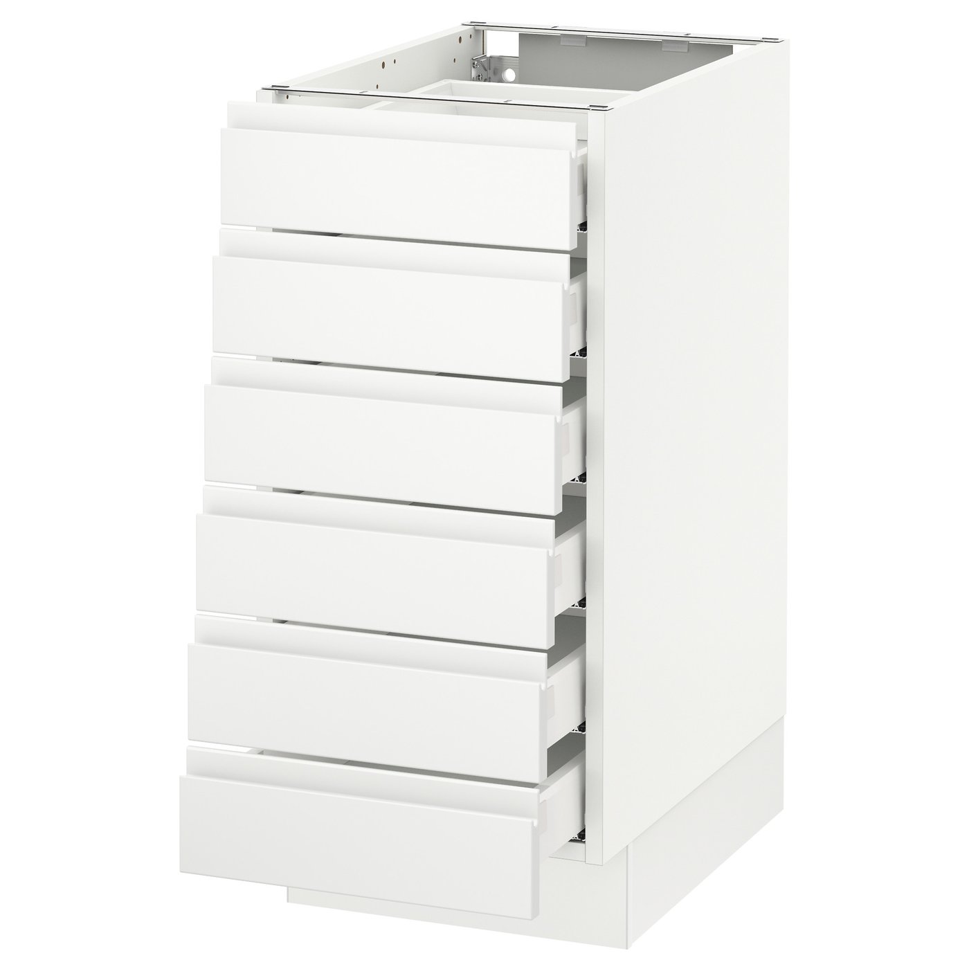 SEKTION, Base cabinet/6 fronts/6 low drawers, white Maximera/Voxtorp matt white