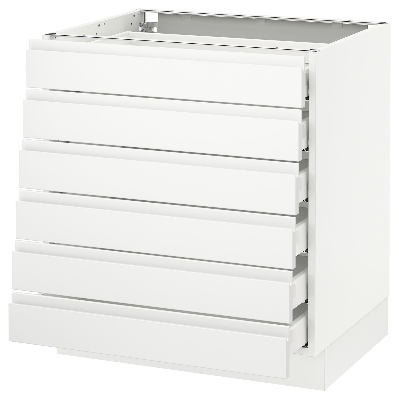 SEKTION, Base cabinet/6 fronts/6 low drawers, white Maximera/Voxtorp matt white