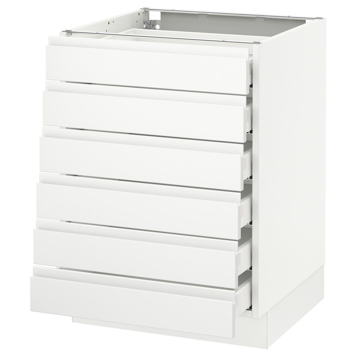 SEKTION, Base cabinet/6 fronts/6 low drawers, white Maximera/Voxtorp matt white