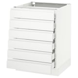 SEKTION Base cabinet/6 fronts/6 low drawers, white Maximera/Voxtorp matt white, 24x24x30 "
