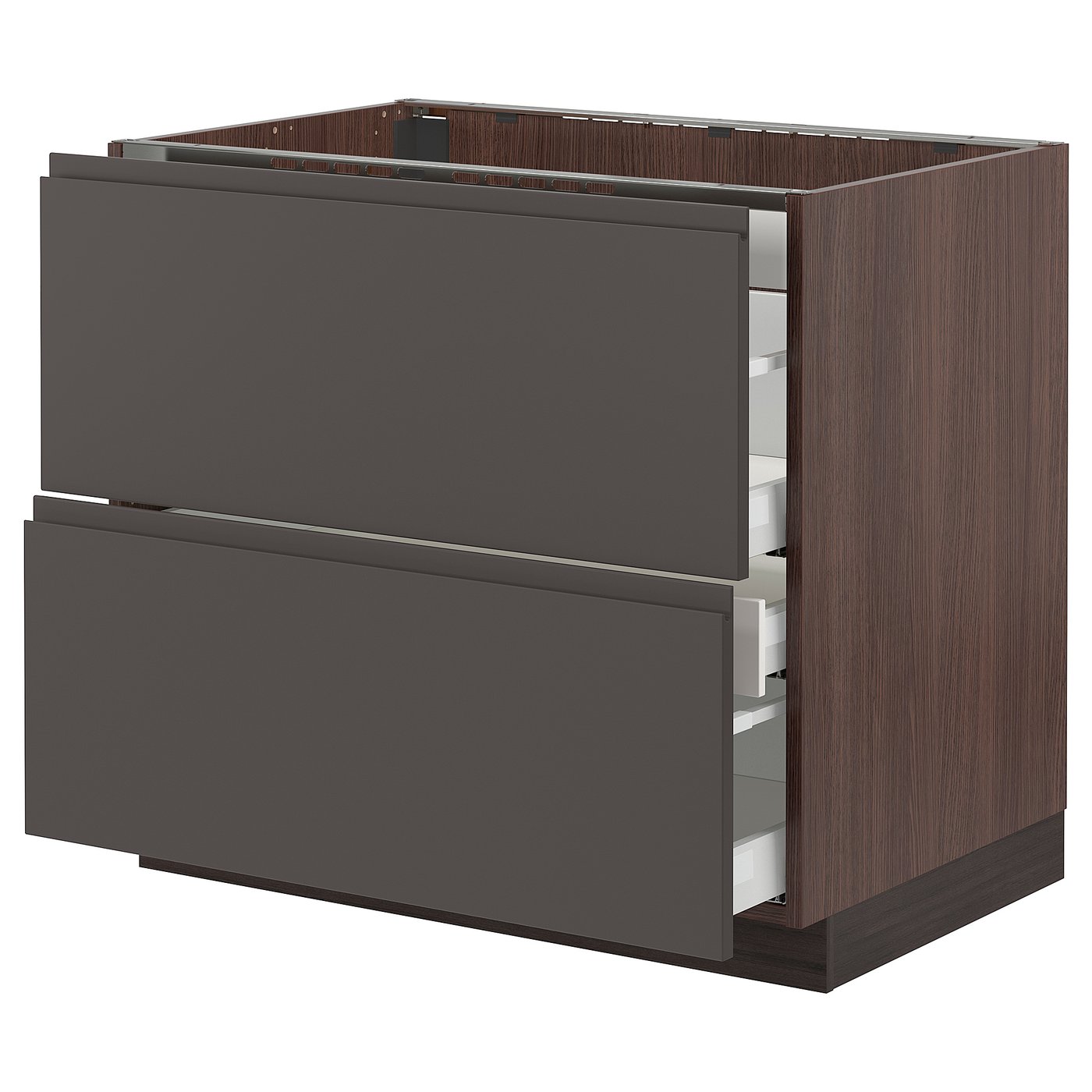 SEKTION Base f/cooktop w/3 drawers, brown Maximera/Voxtorp dark