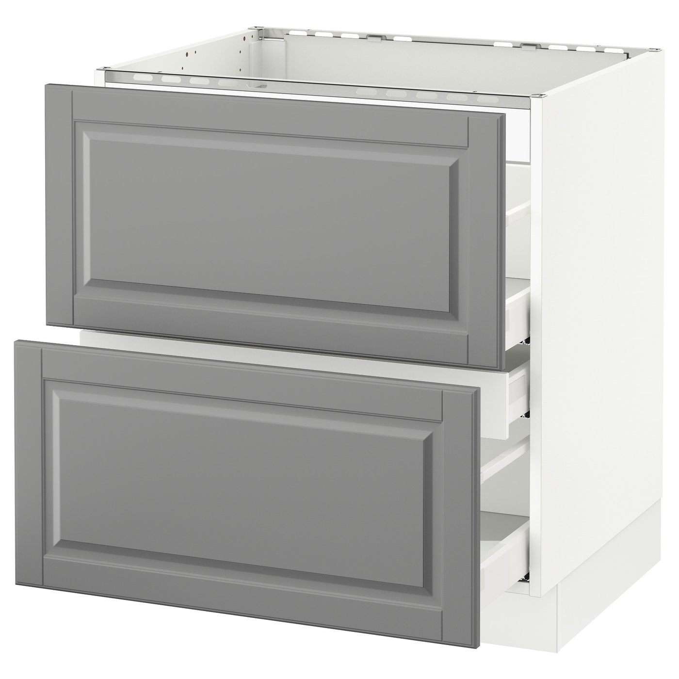 SEKTION base f/cooktop w/3 drawers, white Maximera/Bodbyn gray