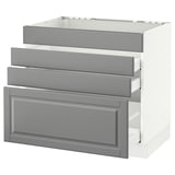 SEKTION Base cabinet f/cooktop w/3 drawers, white Maximera/Bodbyn gray, 36x24x30 "
