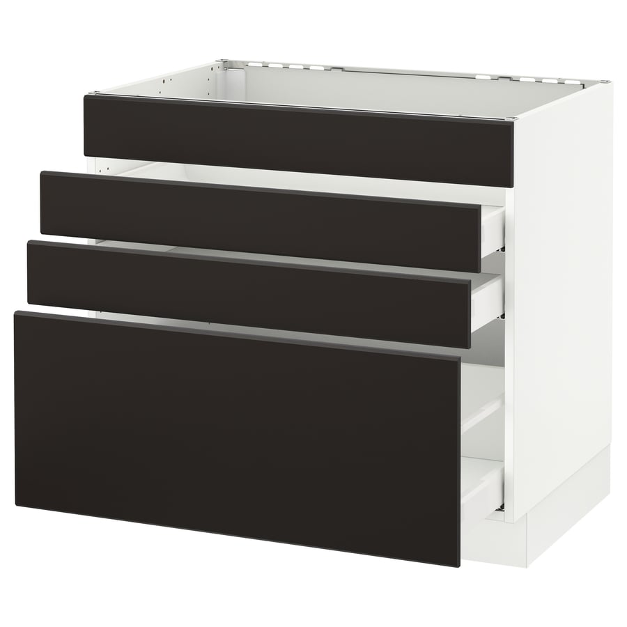 SEKTION Base f/cooktop w/3 drawers, white Maximera/Kungsbacka