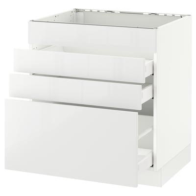 SEKTION Base cabinet f/cooktop w/3 drawers, white Maximera/Ringhult white, 30x24x30 "