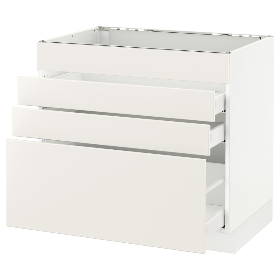 SEKTION base f/cooktop w/3 drawers, white Maximera/Veddinge