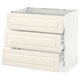 SEKTION Base cabinet f/cooktop w/3drawers, white Maximera/Bodbyn off-white, 36x24x30 "