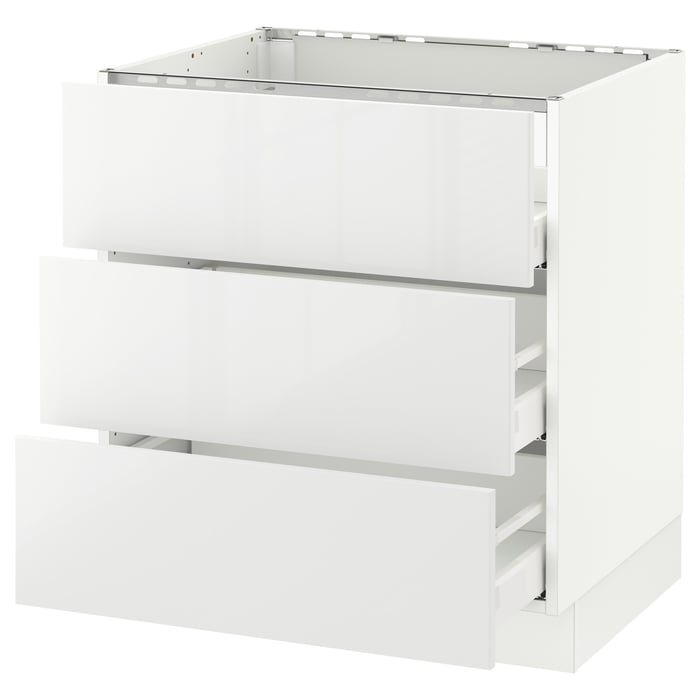 SEKTION base f/cooktop w/3drawers, white Maximera/Ringhult