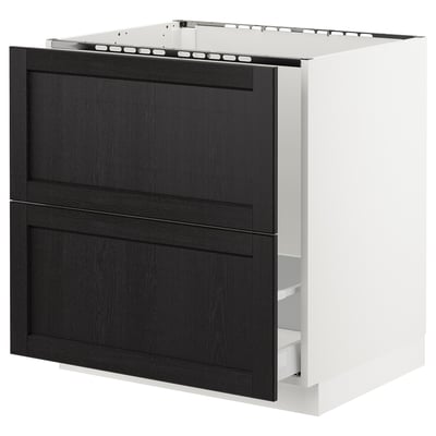 SEKTION Base cabinet f/sink & recycling, white Maximera/Lerhyttan black stained, 30x24x30 "